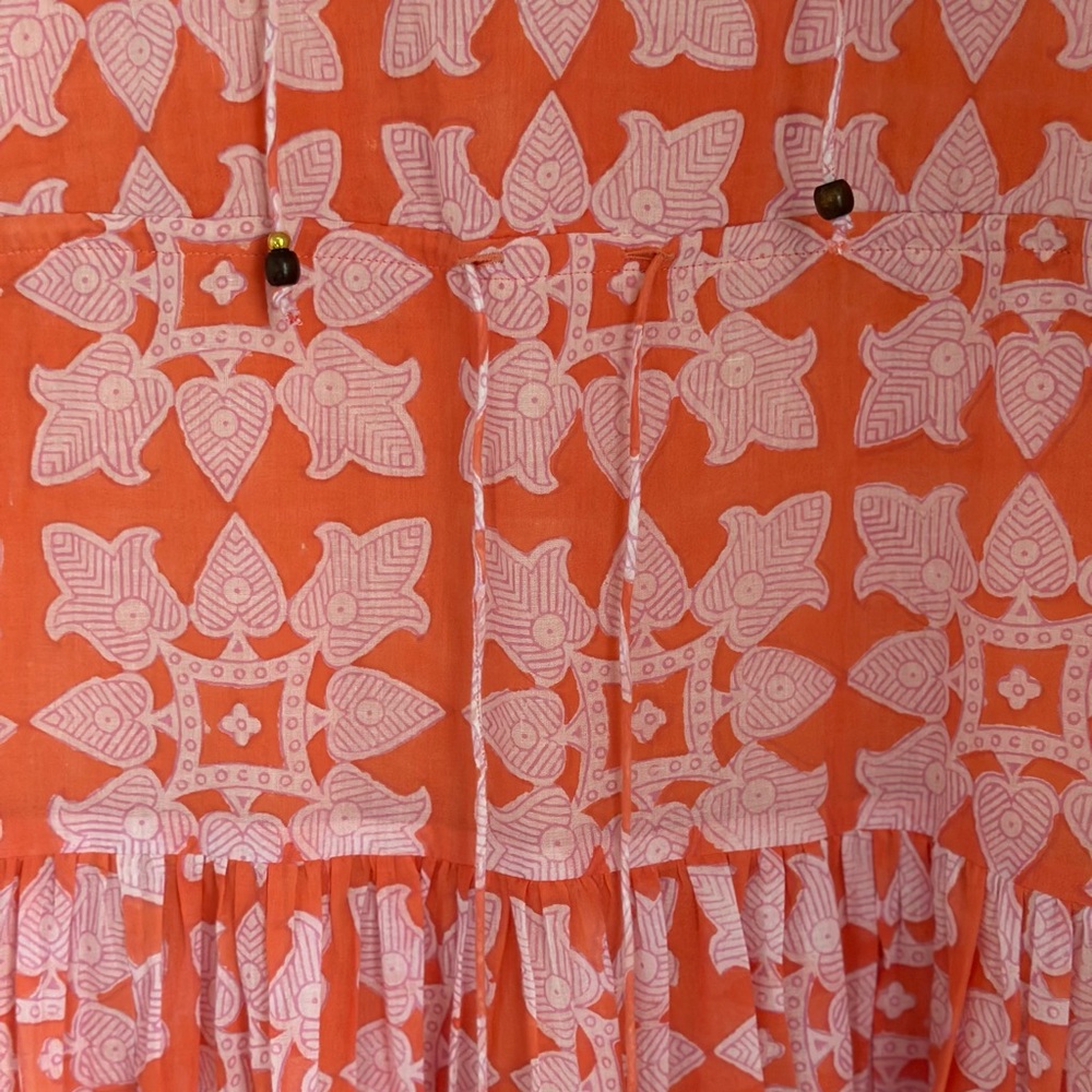 Oliphant Coral and Pink Printed Ruffle Neck dress size XS - Picture 4 of 4